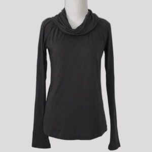 Anthropologie Velvet Dark Gray Cowl Neck Top, EUC
